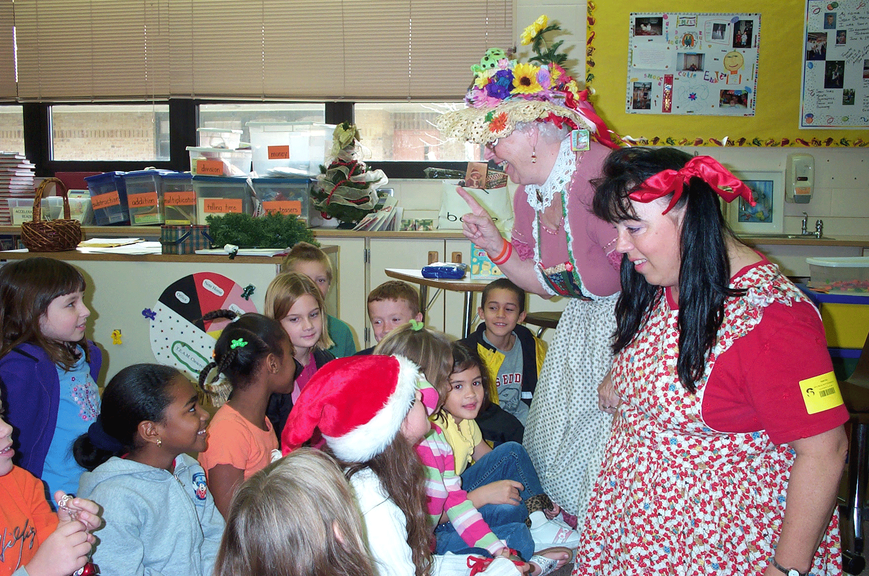 Telling Christmas stories at Partin Elementary